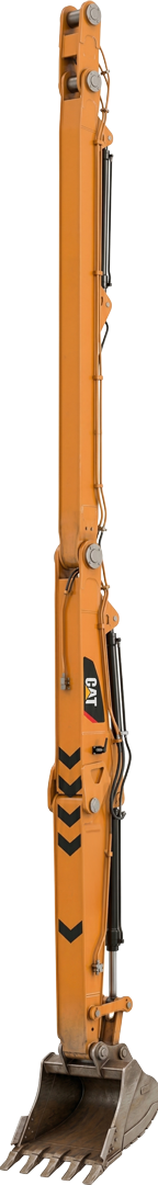 Stilisierter vertikaler Baggerarm mit Löffel – Grafisches Symbol für Erdbewegung und professionellen Tiefbau der Bleck GmbH.